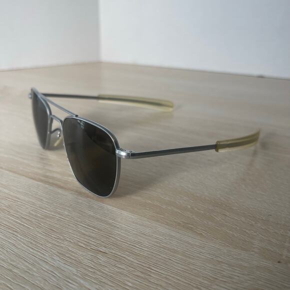Vintage Randolph Engineering Aviator Sunglasses 5 1/2 Matte Chrome READ - Picture 3 of 15